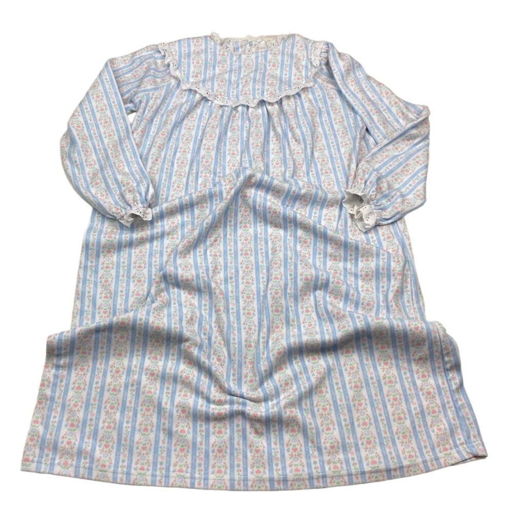 Lanz Long Night Gown Long Sleeve White Eyelet Girls Large